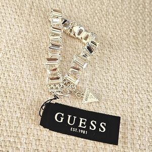 NWT Guess Silver Bracelet with Sparkling Gem Accents